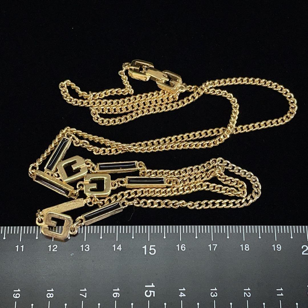 4155ジバンシー ロングネックレス ヴィンテージ ロゴ ゴールド
