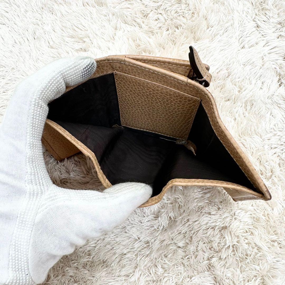 【美品】グッチ 三つ折財布 ブラウン マーモント レザー レディース