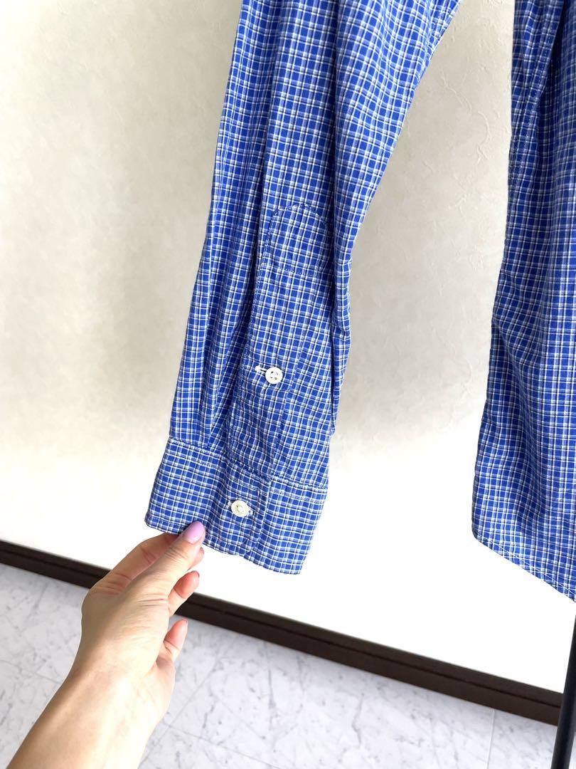 ラルフローレン チェックシャツ　ブルー　M