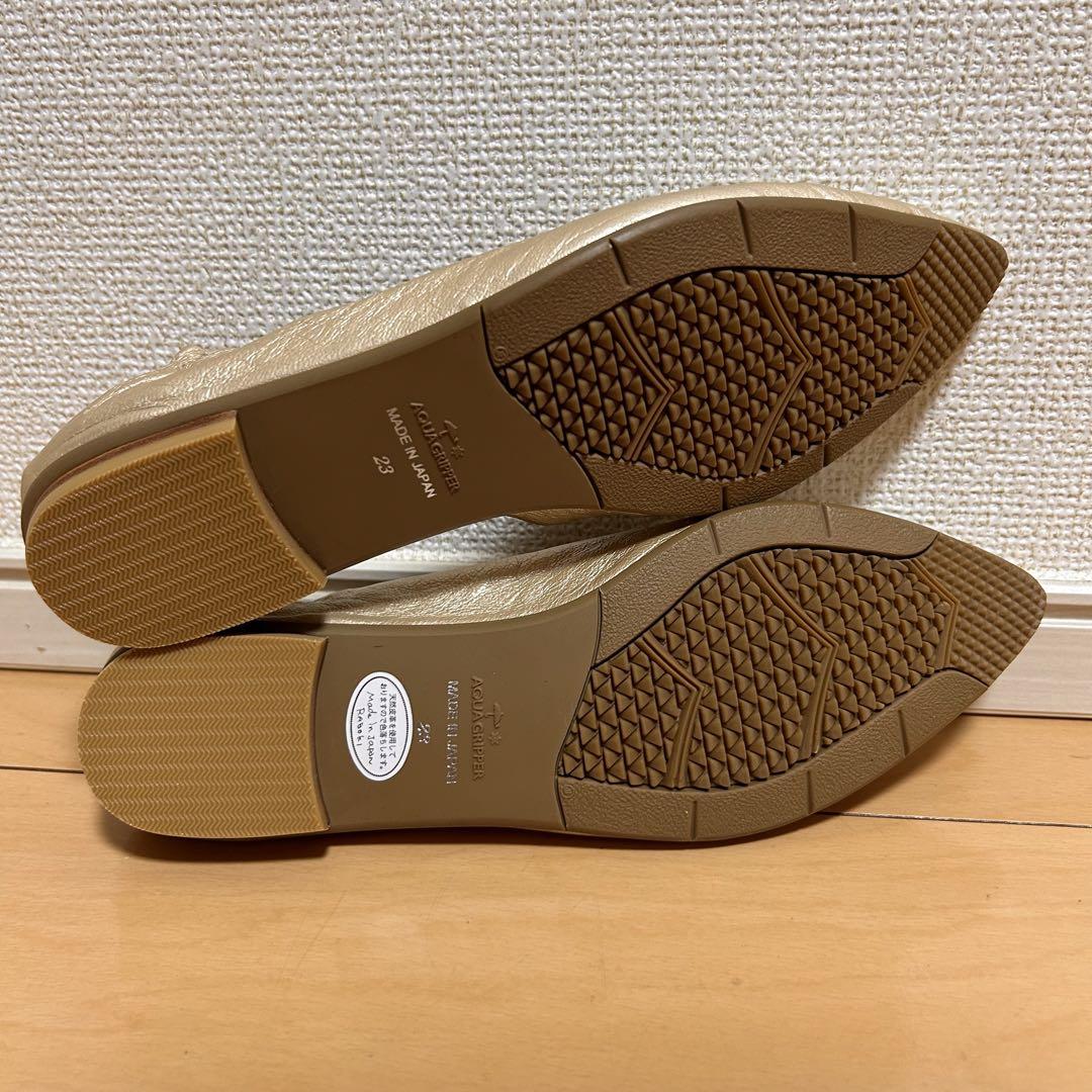新品　ラボキゴシワークス　撥水加工　パンプス　23cm バレエシューズ　ゴールド