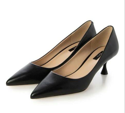 イーボルEVOL 本革ブラック ポインテッドパンプス24.5cmヒール5.5cm