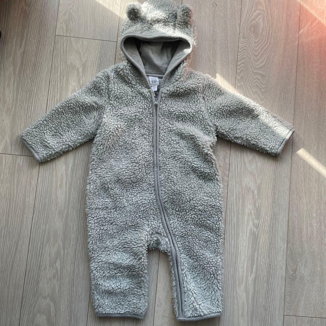 baby GAP ボディーオールアウター　ボア　長袖　ボディオール　グレー　クマ