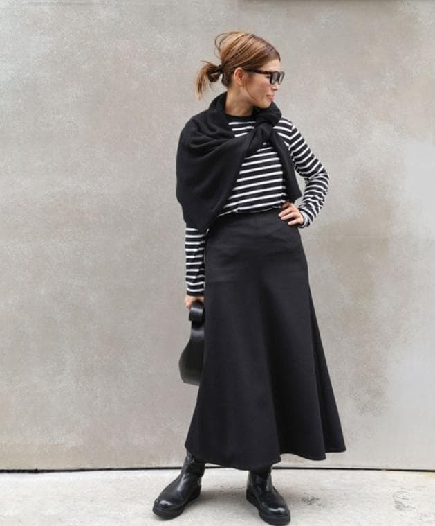 ドゥーズィエムクラス EVERDAY I LIKE FLARE スカート 黒M Deuxieme Classe