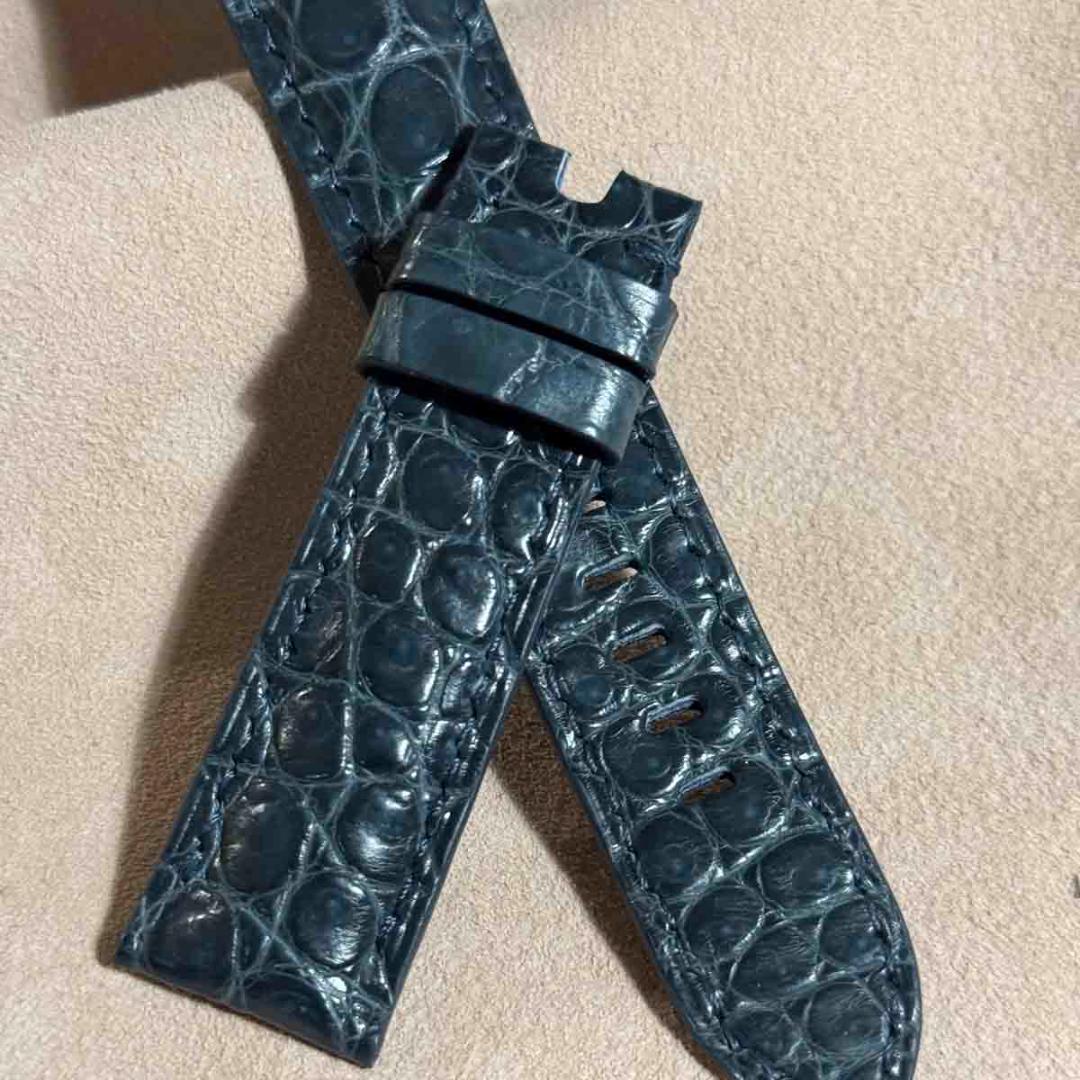 cro-1491 クロコダイル腕時計ベルト ブルーグレー ラグ幅19 mm