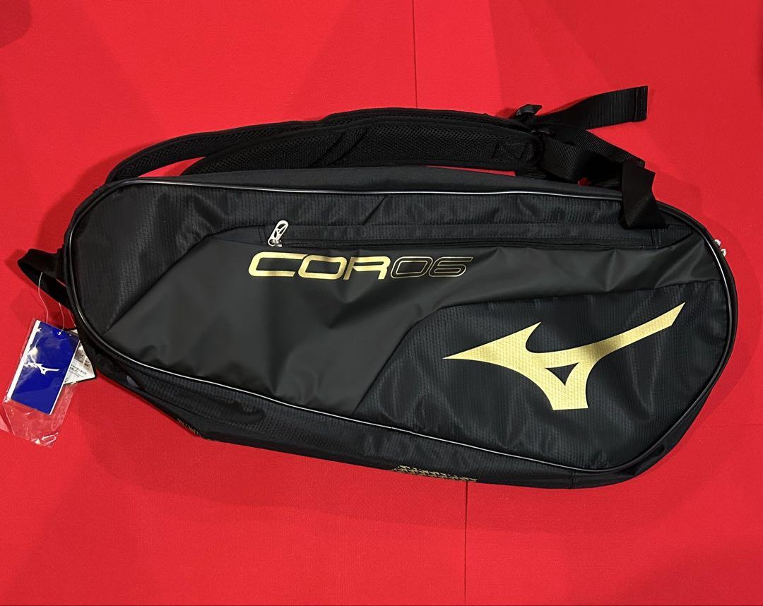 ミズノ　COR06 テニスラケットバック　6本入り ゴールド×ブラック
