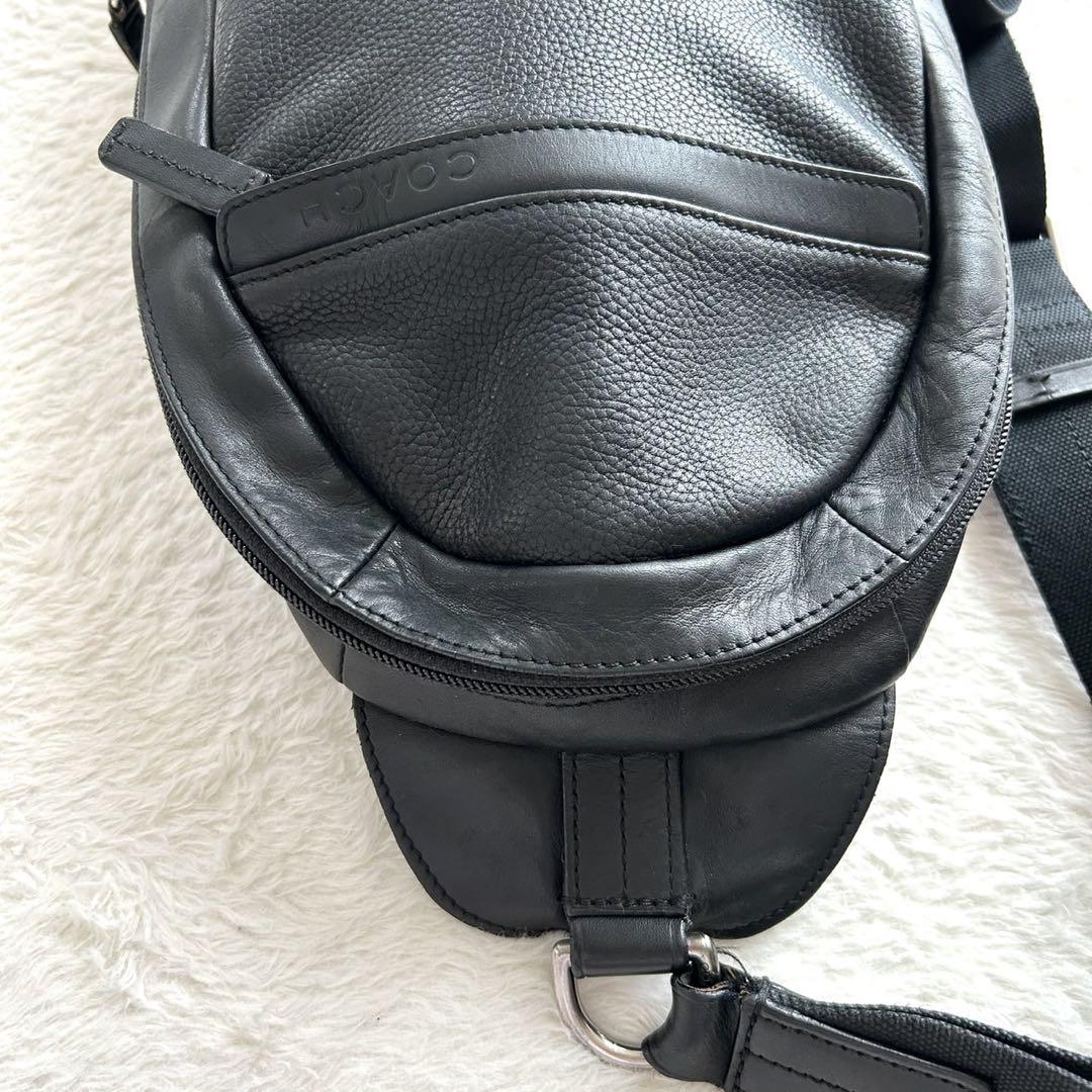 COACH コーチ オールレザー スリリングバッグ ボディバッグ 黒