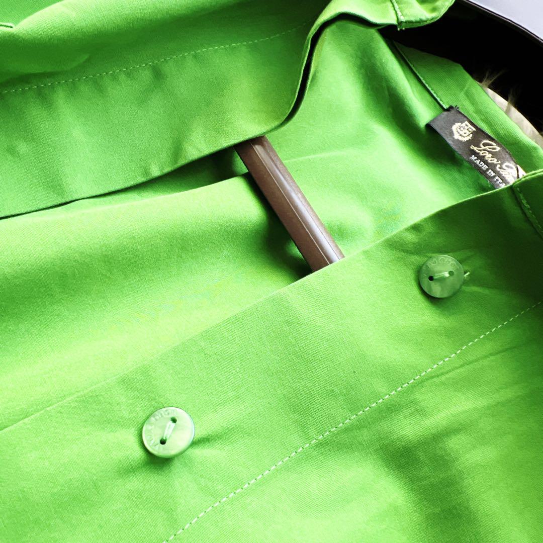 美品　Loropiana ロロピアーナ　グリーン　シャツ　ワンピース　ベルト付