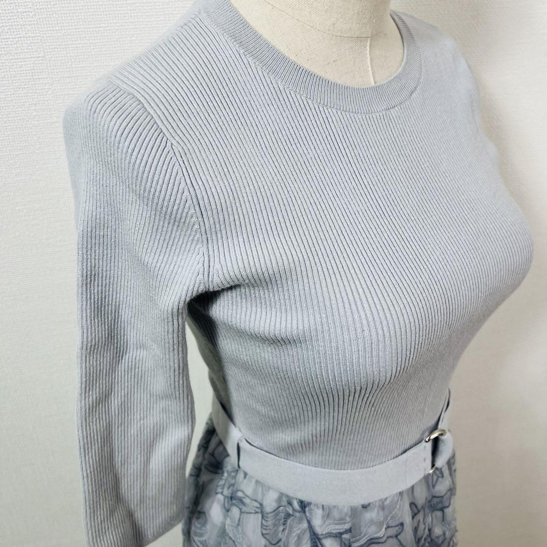 JUSGLITTY 花柄刺繍ニットワンピース