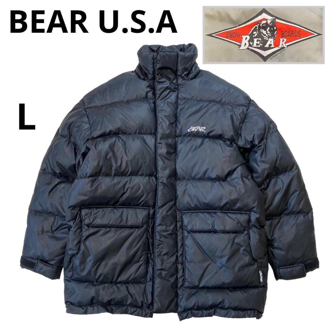 Bear USA ダウンジャケット ブラック 刺繍ロゴ archive 古着 M Bear USA ダウンジャケット ブラック 刺繍ロゴ archive 古着 M