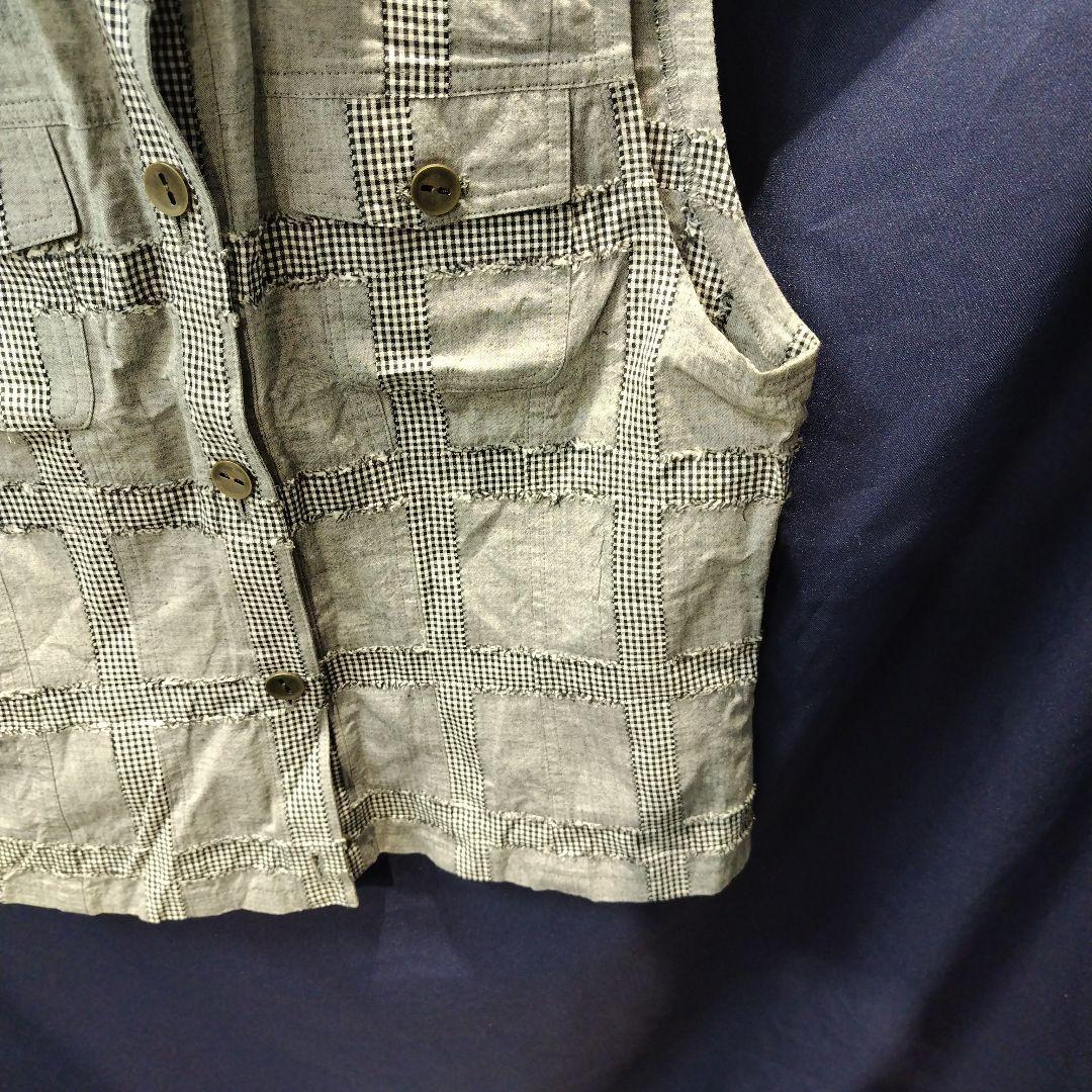 以降発送 jizzoチェック柄ノースリーブベスト グレー42サイズLLXL(LL)・SENSO UNICO 絶対お買い得!!