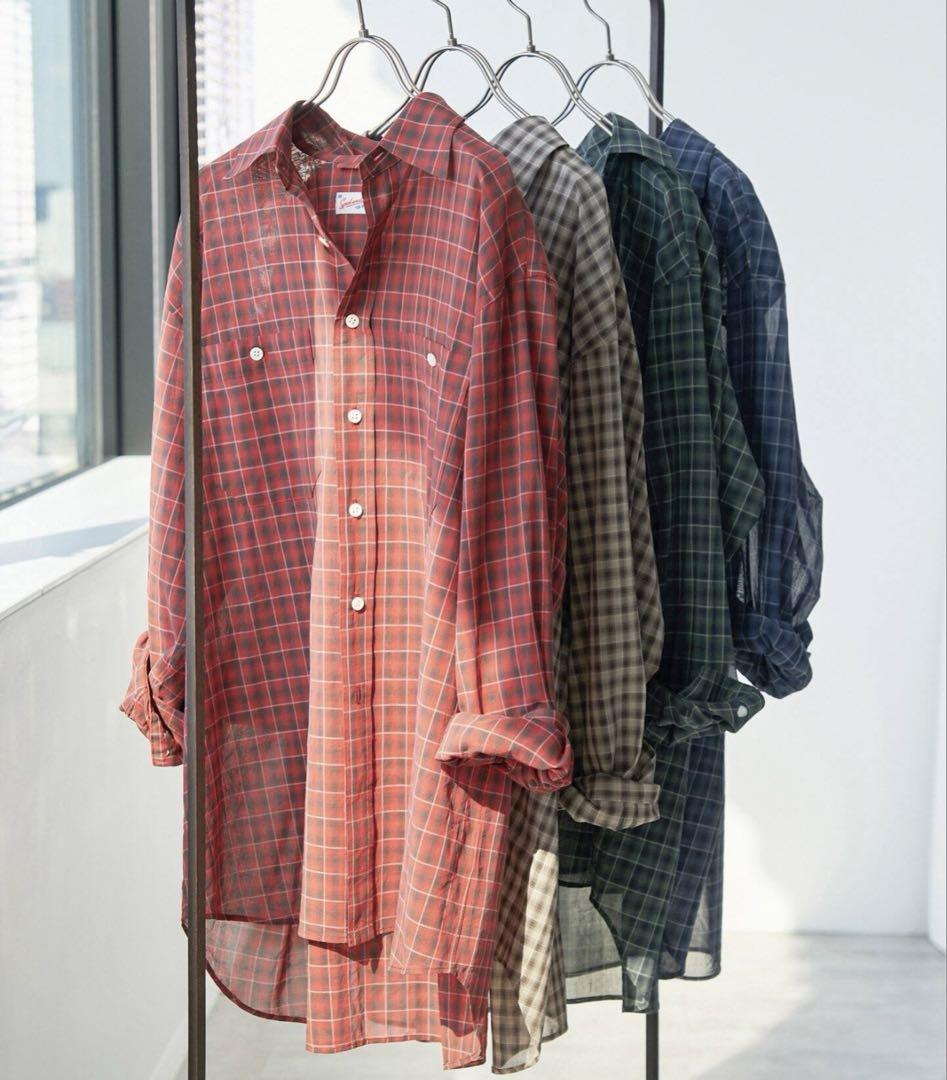 Spick and Span コットンボイルチェック長袖シャツ　赤