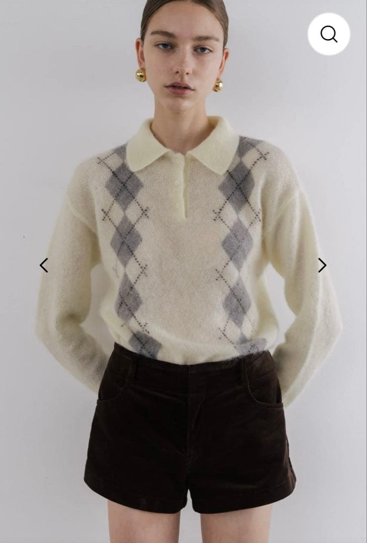 the toe Marien Argyle Knit ホワイトS