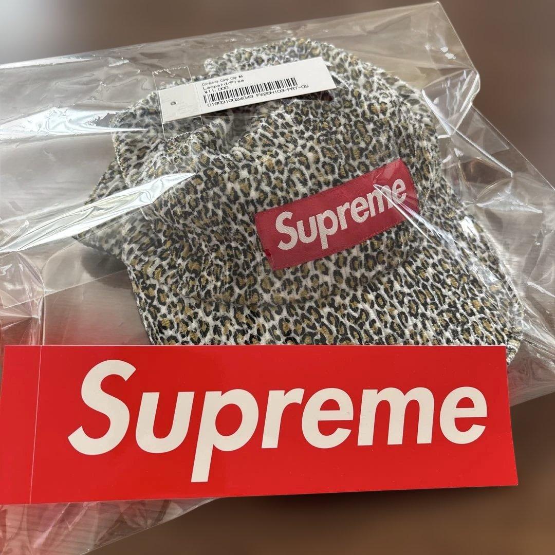 Supreme Corduroy Camp Cap レオパード柄 ステッカー付きSUPREME