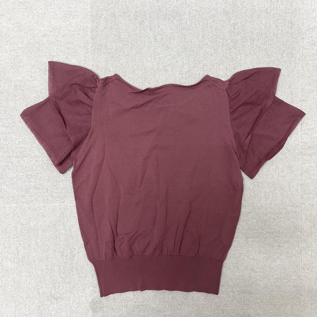 ★新品★ NATURAL BEAUTY BASIC 半袖　フリル　ニット　ピンク