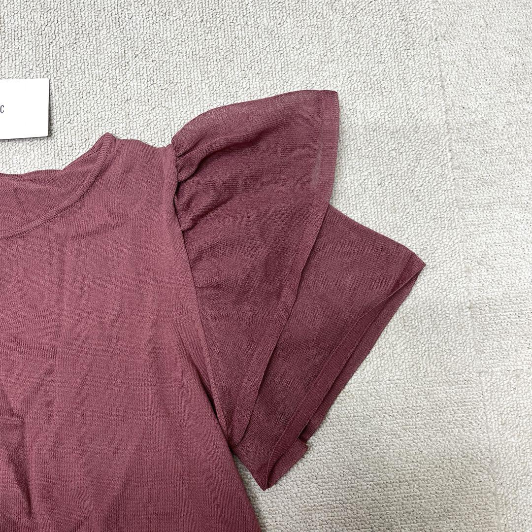 ★新品★ NATURAL BEAUTY BASIC 半袖　フリル　ニット　ピンク