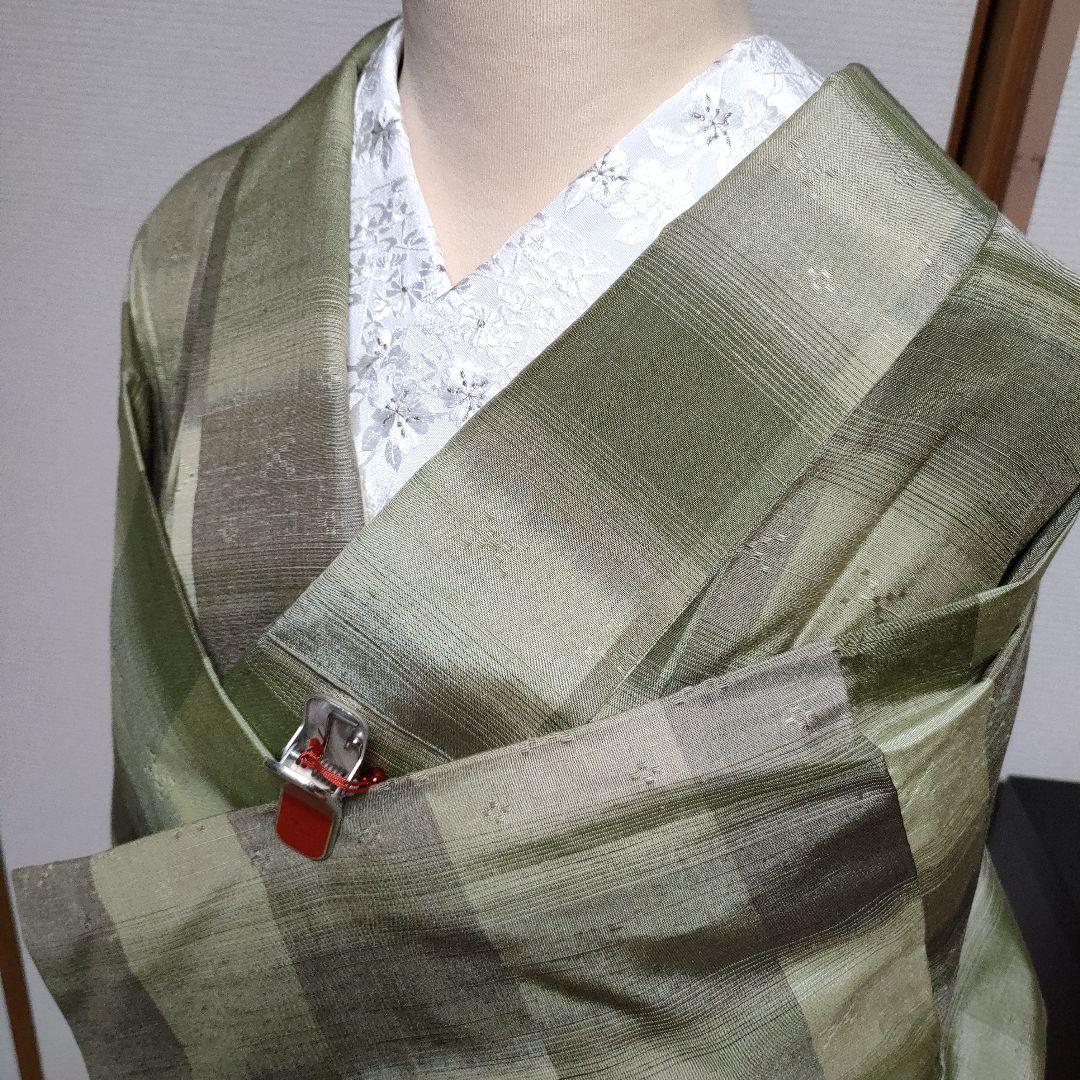 身丈155センチ　琉球紬花織草木染　正絹袷あ16