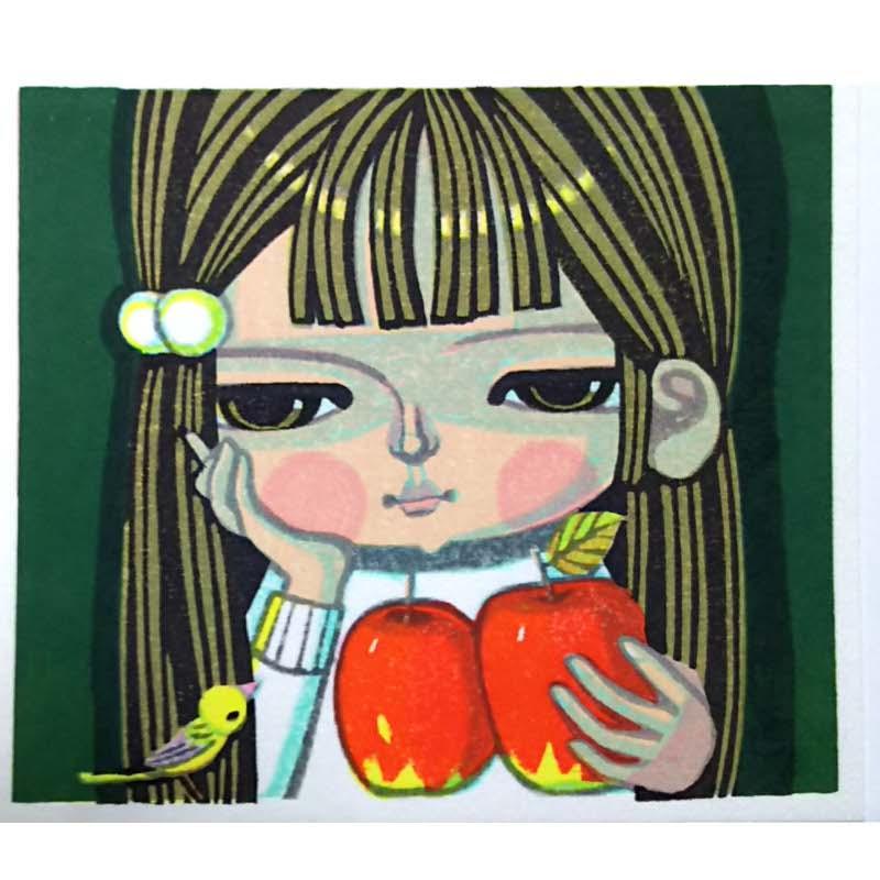 ☆池田修三 ☆「赤いりんご」手刷り木版画インチ 新品！