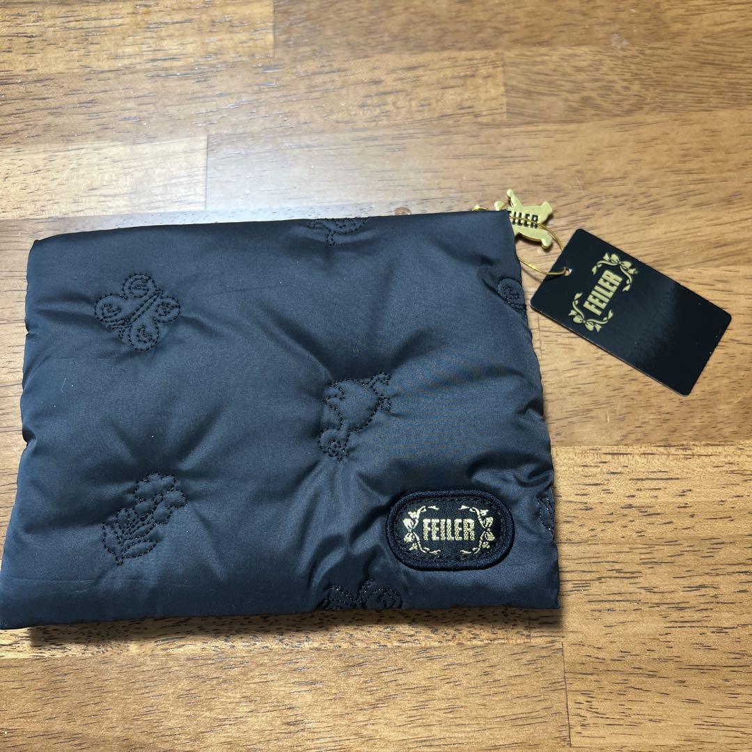 【新品未使用】　FEILER ブラック ポーチ キルティング フェイラー