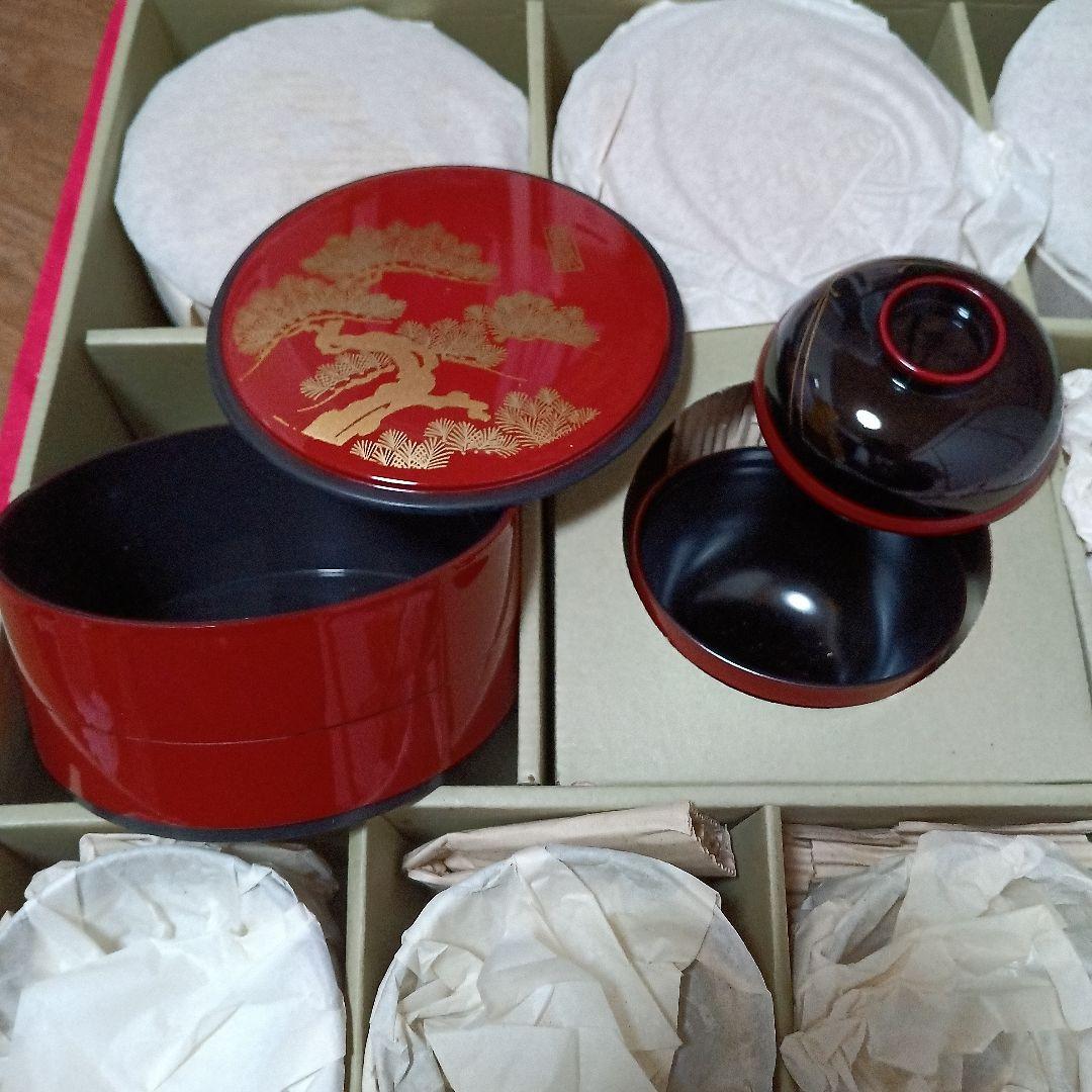 ちらし寿司おひつ、汁椀2種類✕各5個セット(山中漆器)