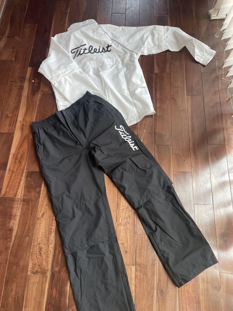 【Titleist ゴルフ用レインウェアセット ホワイト/ブラック（Lサイズ）】