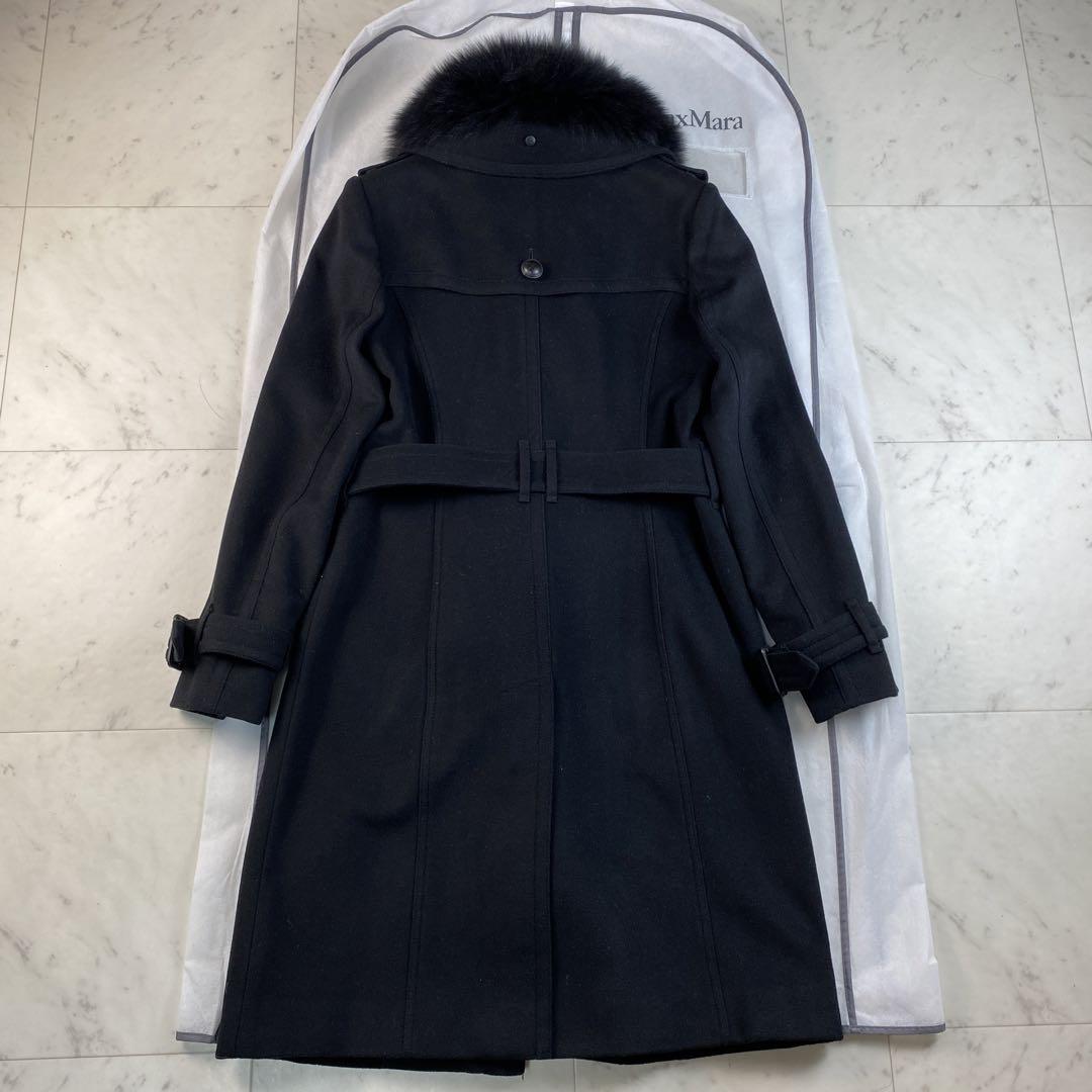 カシミヤ混◎バーバリーロンドン　ロングコート　フォックスファー　42 XL