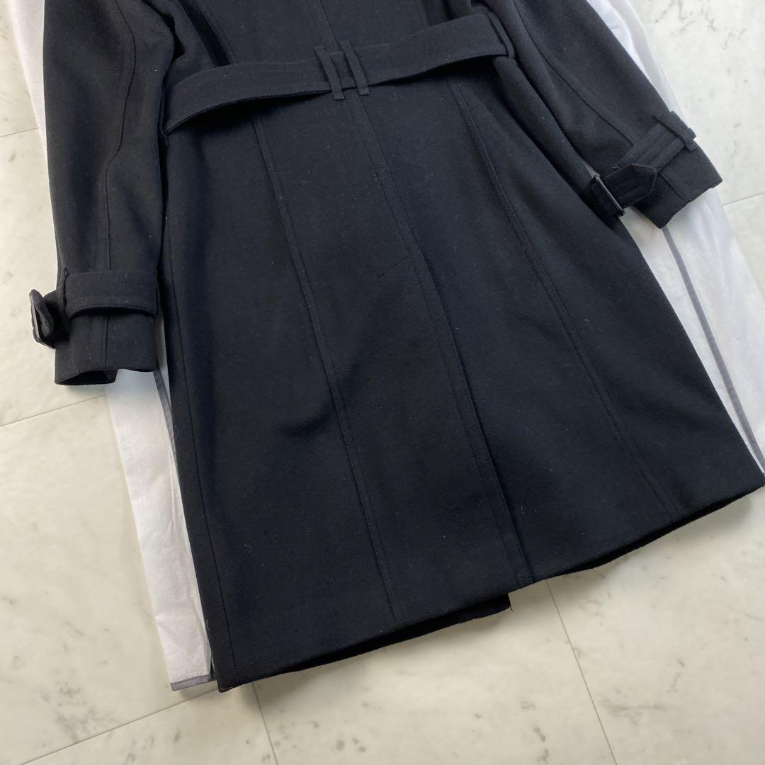 カシミヤ混◎バーバリーロンドン　ロングコート　フォックスファー　42 XL