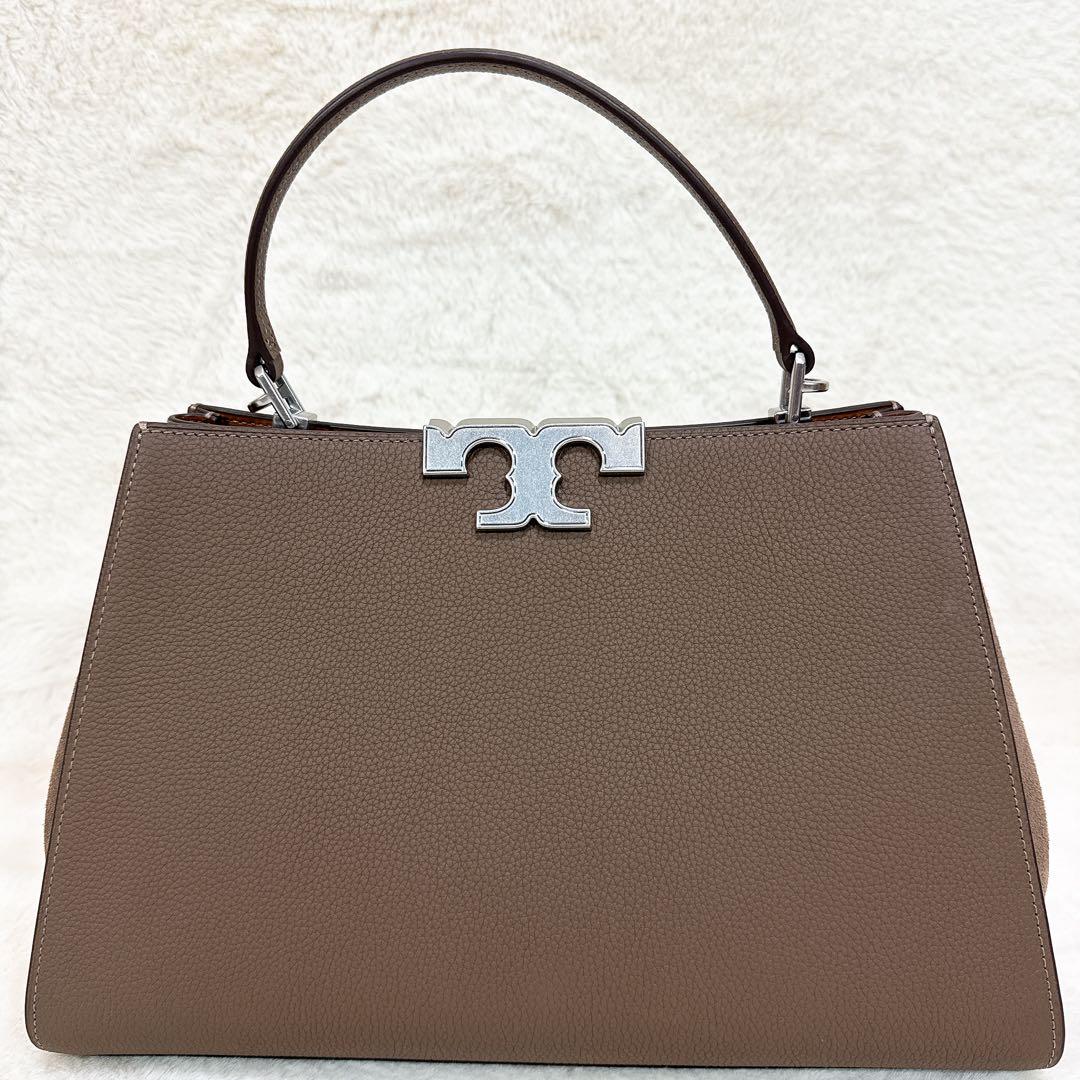 極美品✨トリーバーチ エレノア サッチェル ハンドバッグ シボ革 グレージュ