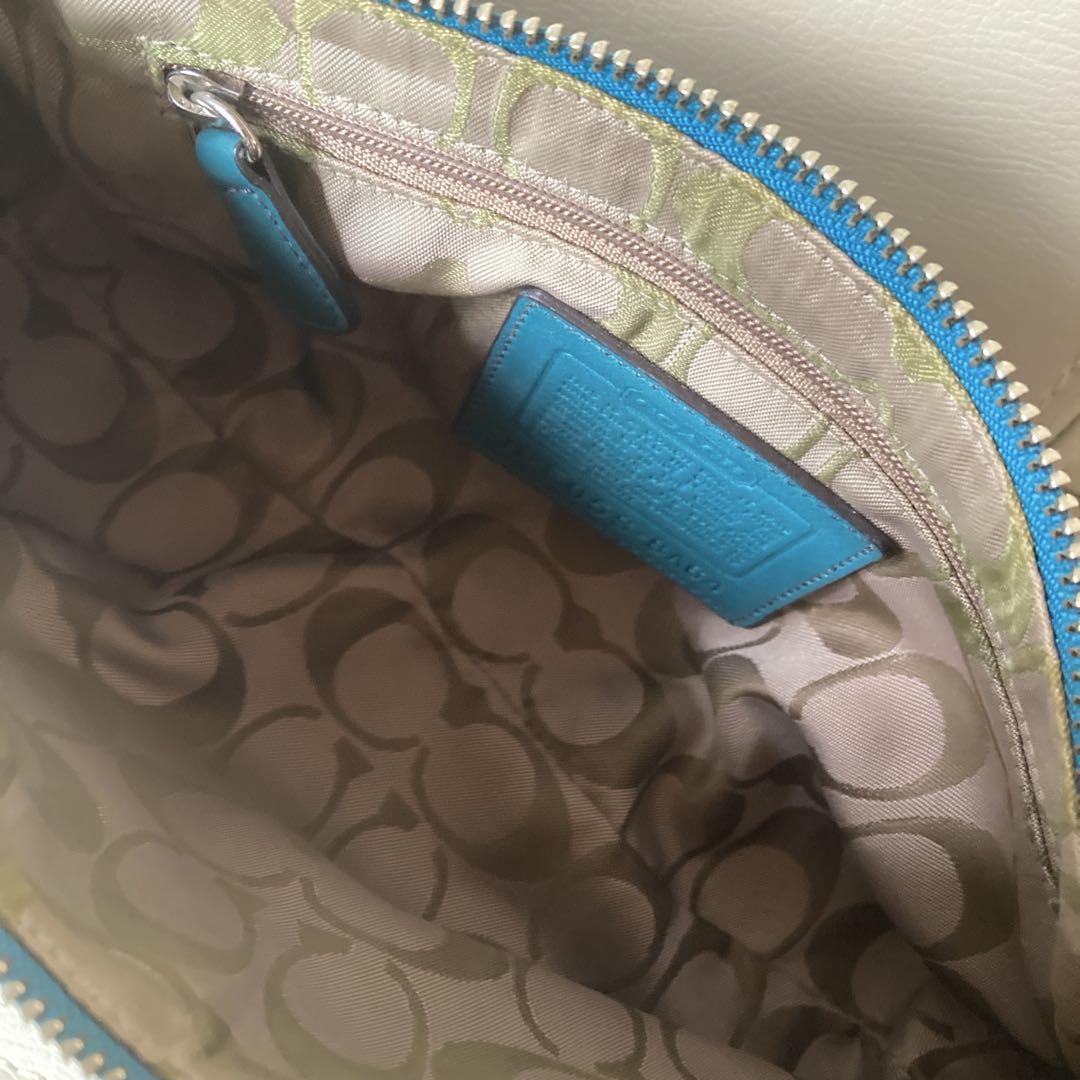 希少COACH ワンショルダーターコイズブルー8A64