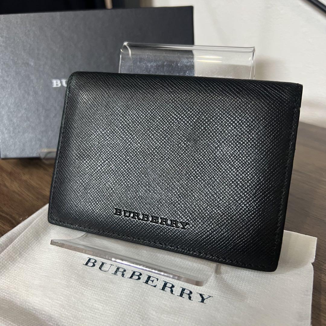 BURBERRY ブラックレザー 名刺入れ - メルカリ