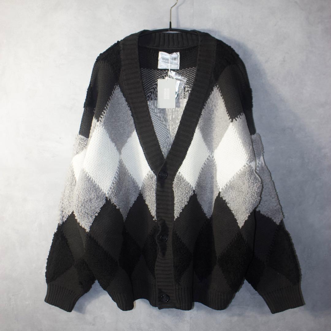 【 タグ付き新品 】アーガイル柄ボリュームカーディガン