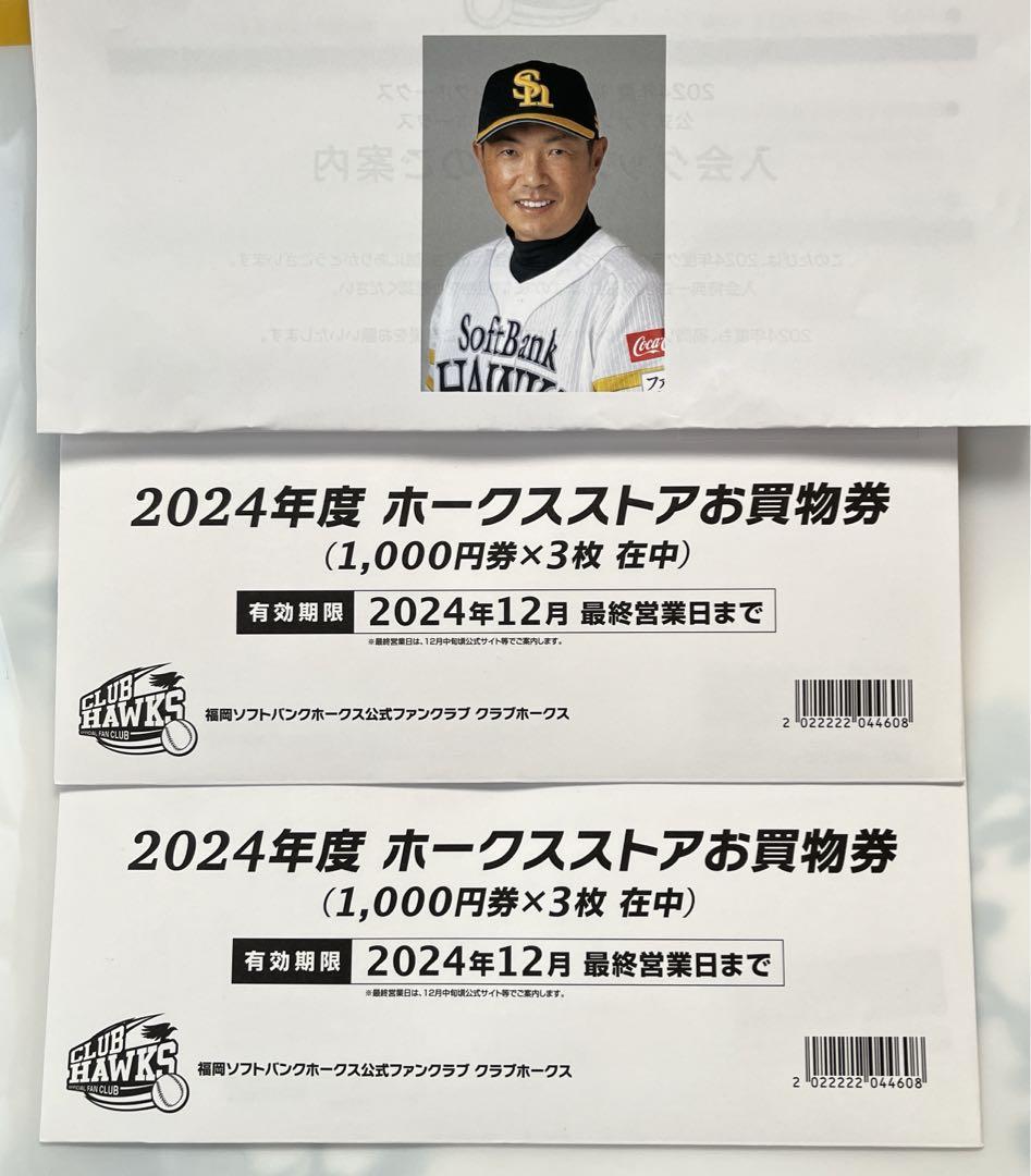 某メーカー ソフトバンクホークス 2024年度 ホークスストアお買い物券6000円分 その他