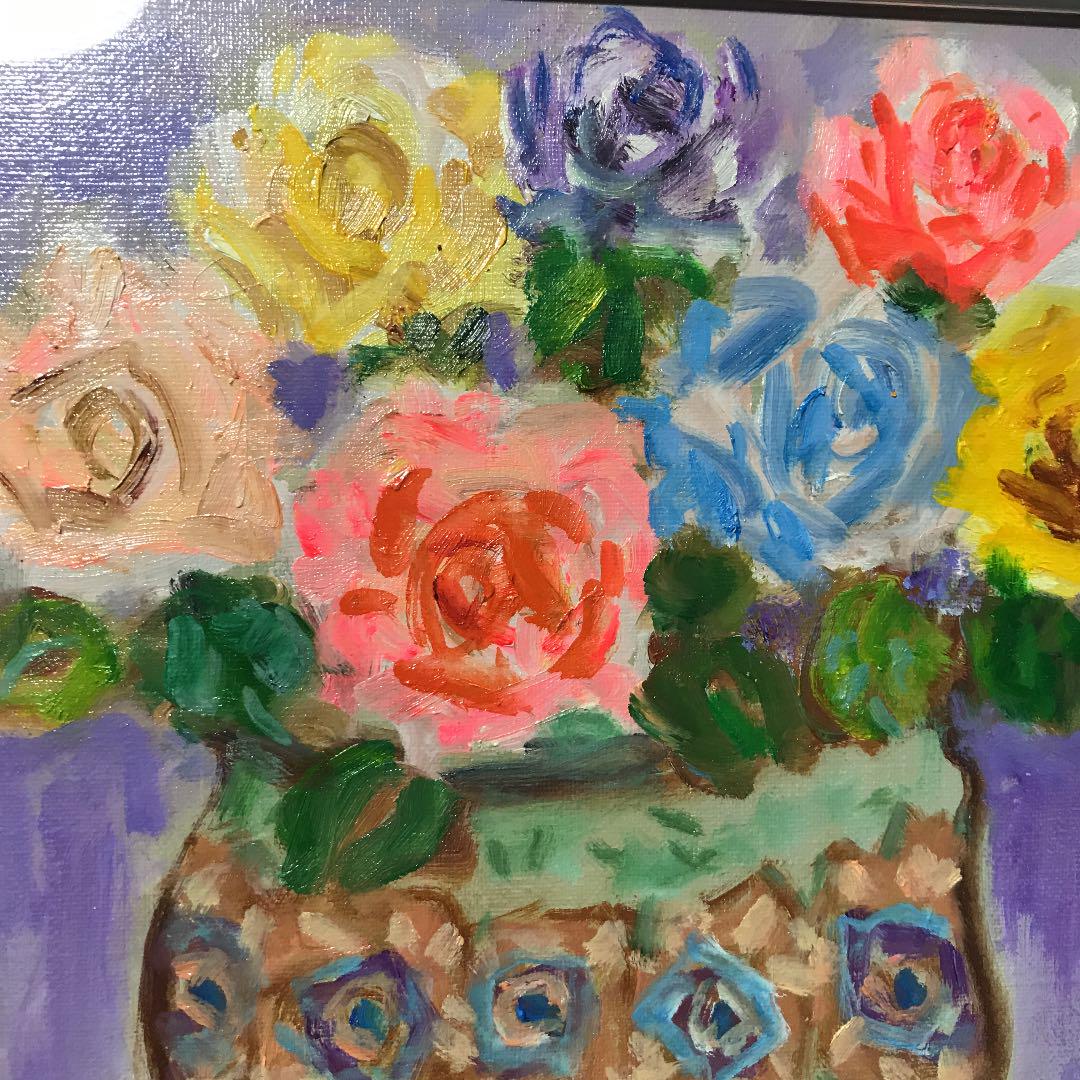 即納】 油絵 花 垣内カツアキ 薔薇 美術 絵画 美術品 tgcdxrtend