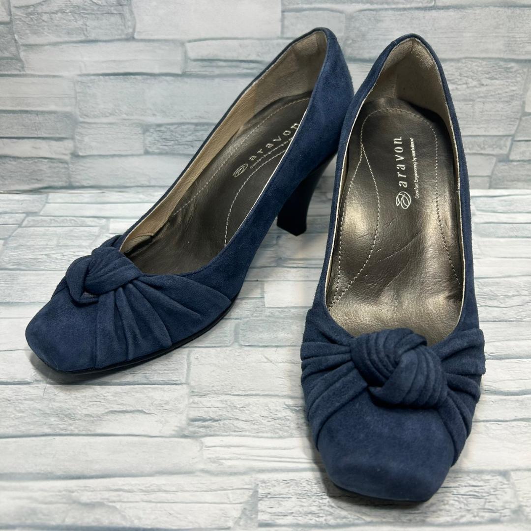 【美品】aravon　パンプス　スエード　ネイビー