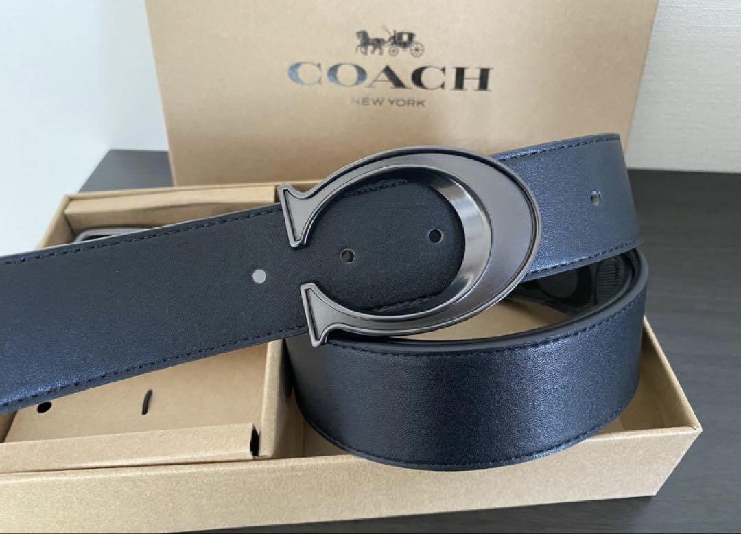 COACH コーチ　新品　リバーシブル　シグネチャー　レザー　専用BOX付 COACH コーチ 新品 リバーシブル ビジネス シグネチャー【専用