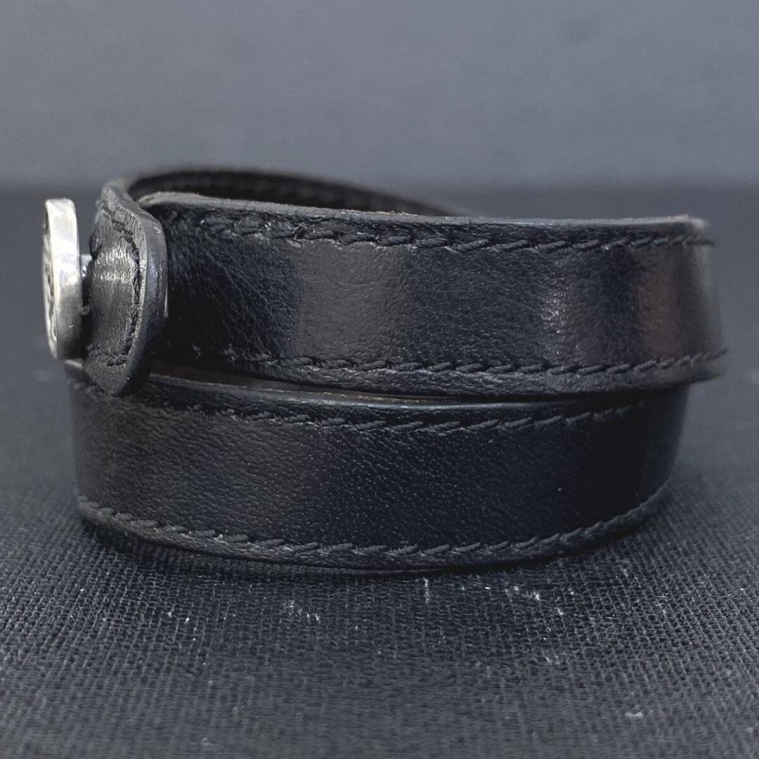 Bill Wall Leather シルバーロゴボタン 2連レザーブレスレット