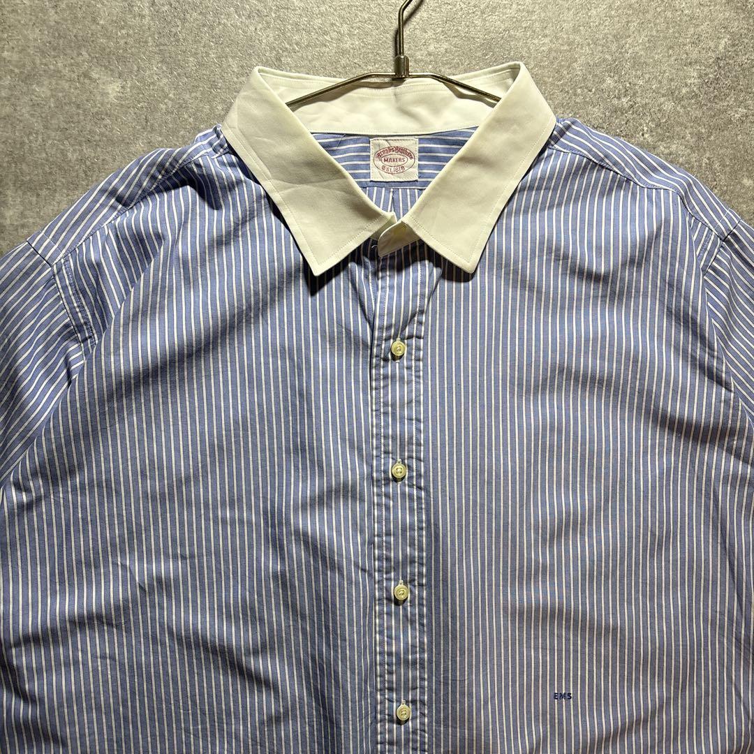 Brooks Brothers USA製 半袖オックスフォード　ストライプシャツ