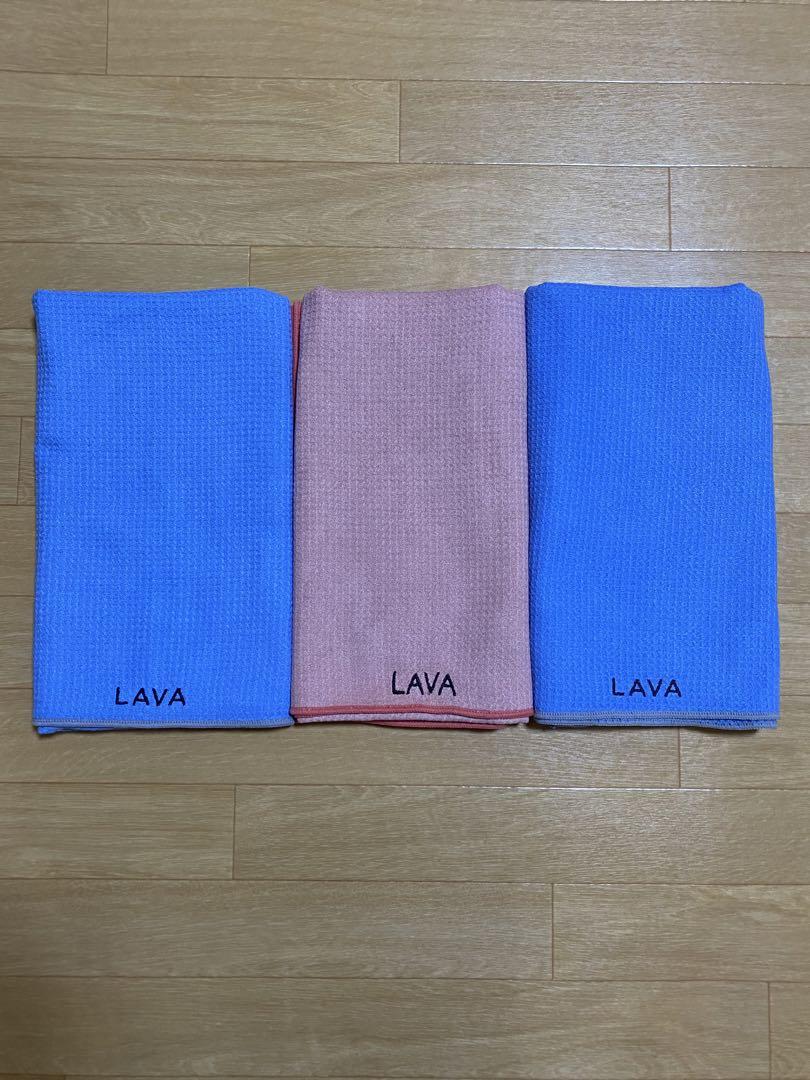 ラバ　LAVA ヨガマット　ワッフルタオル　専用ケース 3点セット　ライトブルー LAVA RUG 2枚セット（ミントグリーン＆ラベンダー）(ミント