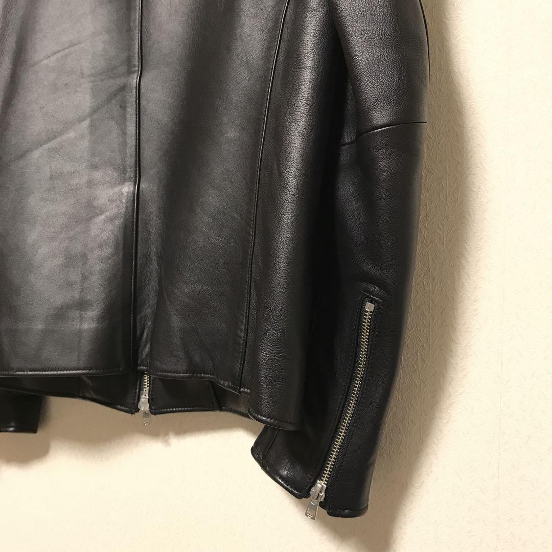 リドム　 シングルライダースジャケット　黒　 L ラムレザー　美品