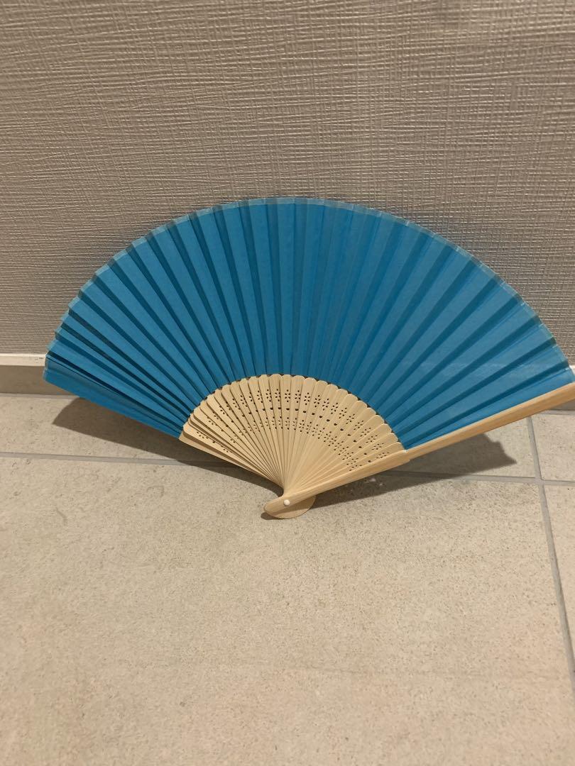 扇子 ブルー 空色 ターコイズ 青 店内の商品は在庫 レディース