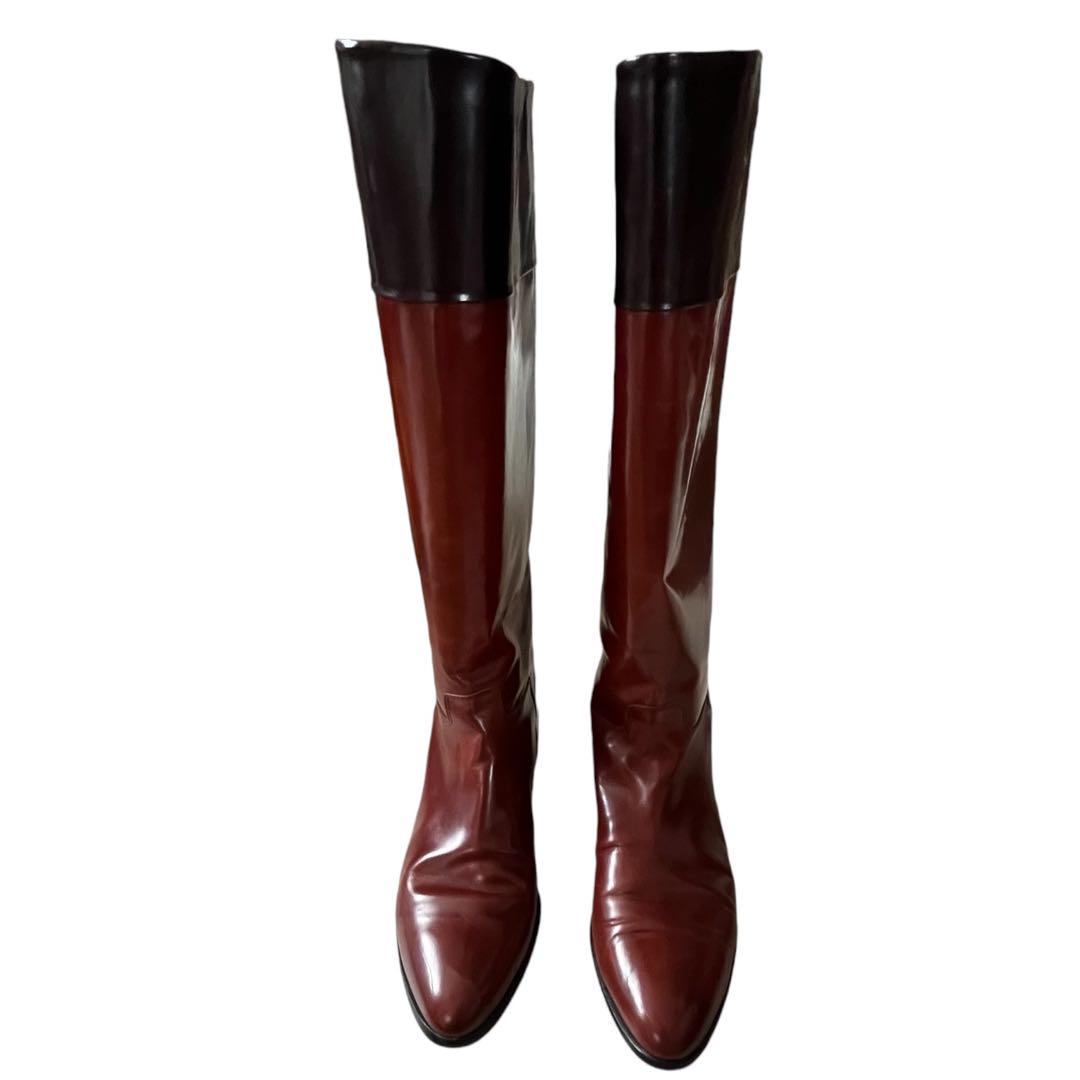 PRADA プラダ ロングブーツ 37 1/2 ブラウン レザー