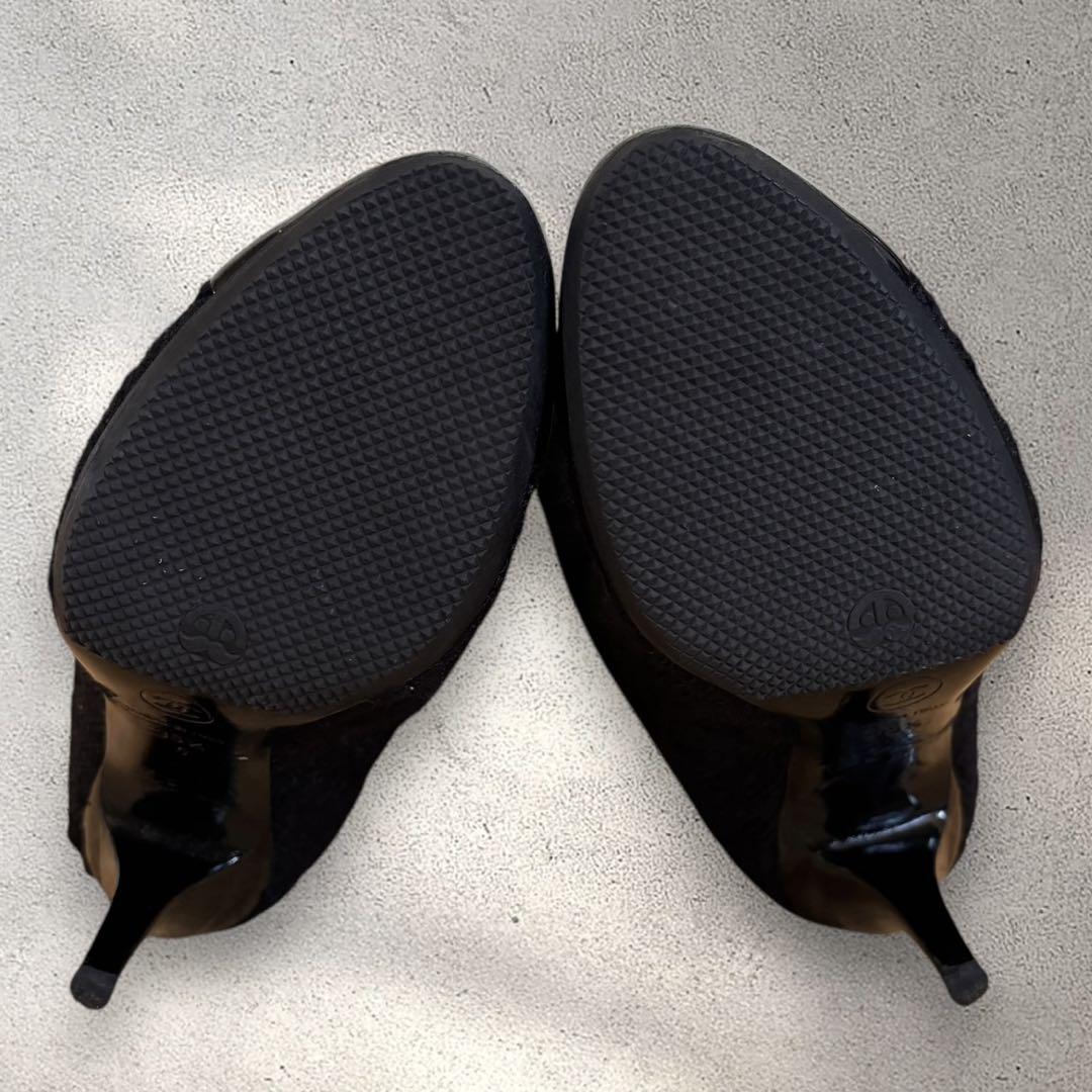美品 箱袋付き CHANEL ツイード ロングブーツ 35 1/2 ココマーク