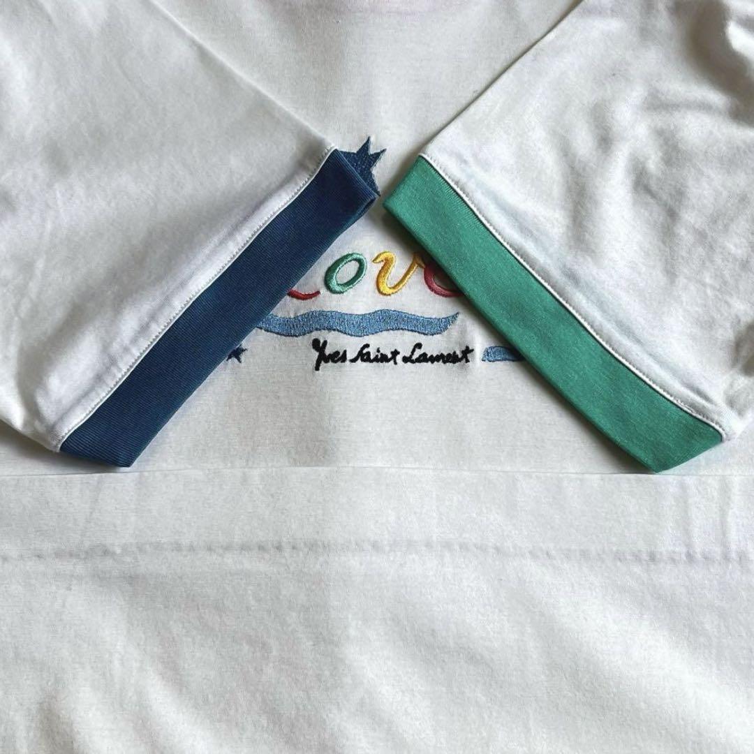 Yves Saint Laurent リンガーTシャツ センター刺繍ロゴ y2k