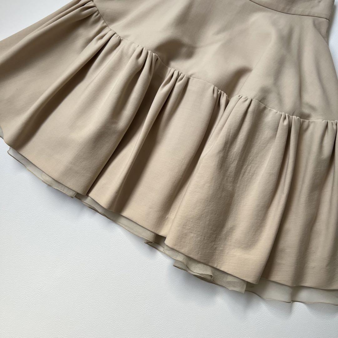 美品　Foxey フォクシー　フレアスカート　タック　シルク装飾