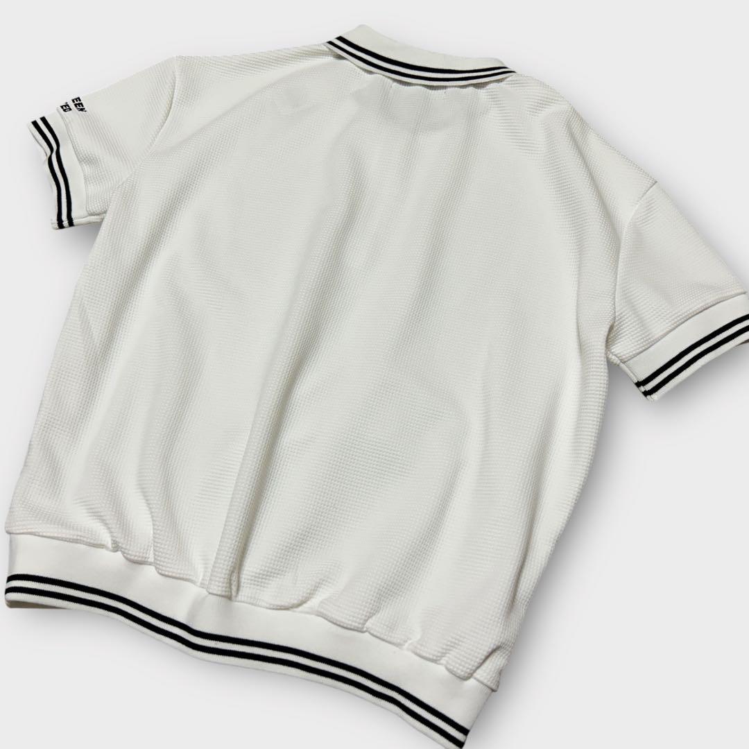 新品 PWCIRCULUS Lサイズ やわらかワッフル生地 ハーフジップポロ