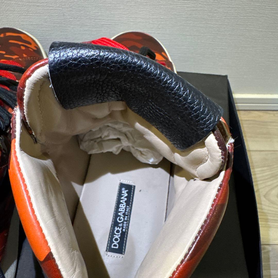 Dolce & Gabbana オレンジ系カモフラージュ ハイカットスニーカー