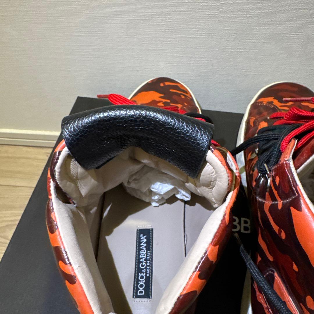 Dolce & Gabbana オレンジ系カモフラージュ ハイカットスニーカー