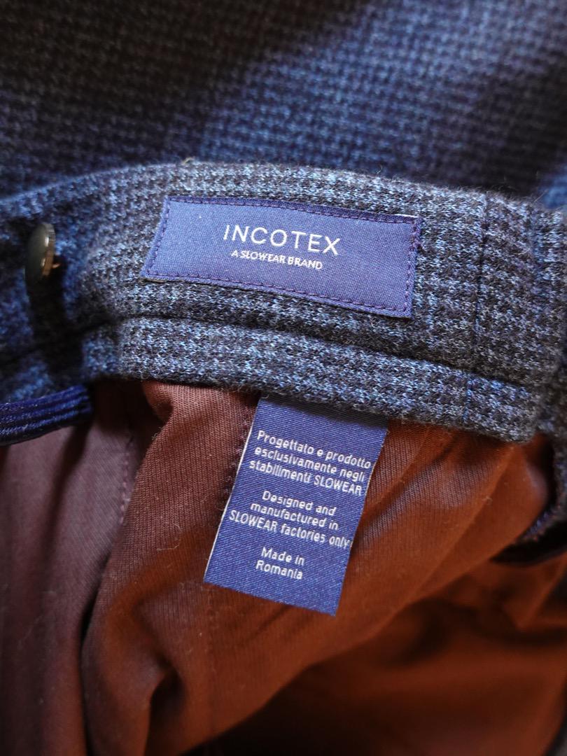 未使用品★INCOTEX ラウンジパンツ コットンウール ネイビー×ブルー★48