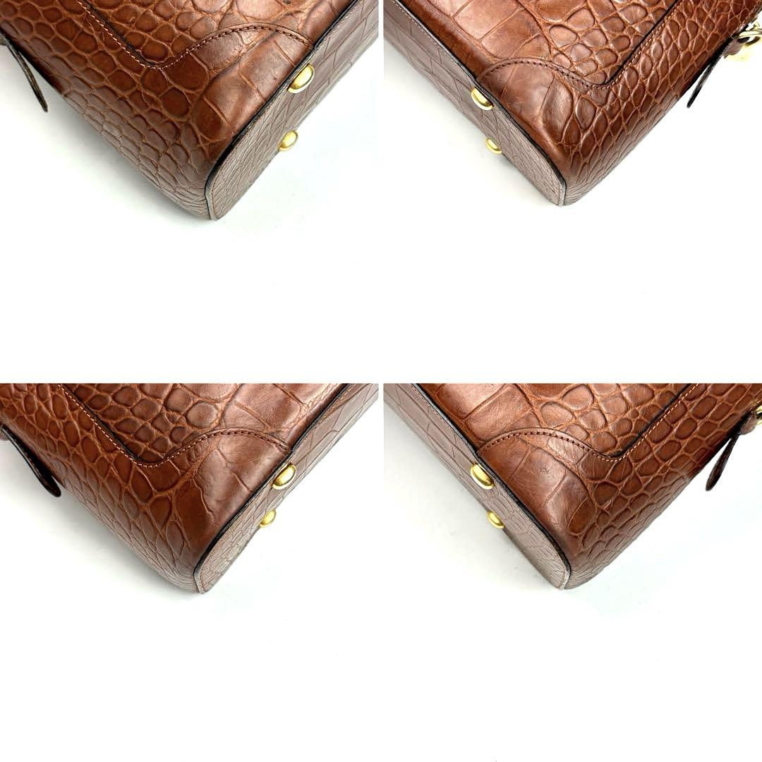 【美品】セリーヌ ハンドバッグ 2way サークル クロコ レザー ブラウン 美品】セリーヌ ハンドバッグ 2way サークル クロコ レザー