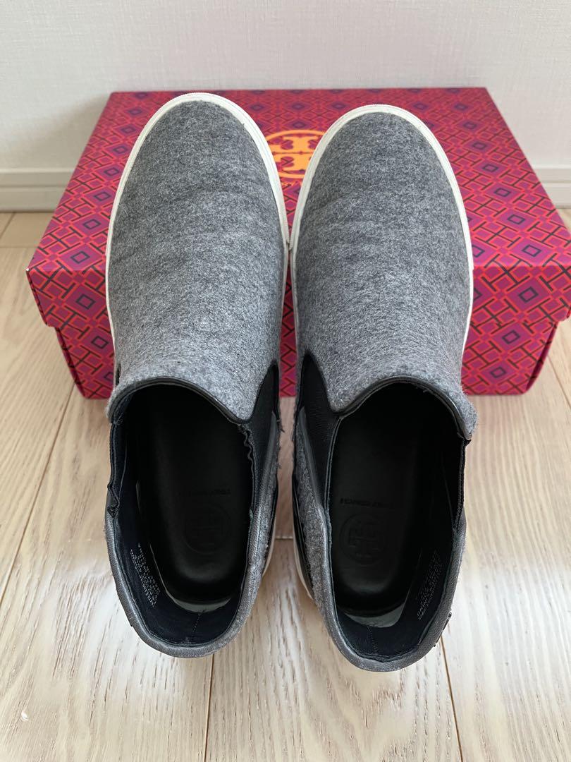 Tory Burch サイドゴアブーツ グレー ウール風生地 25.5cm