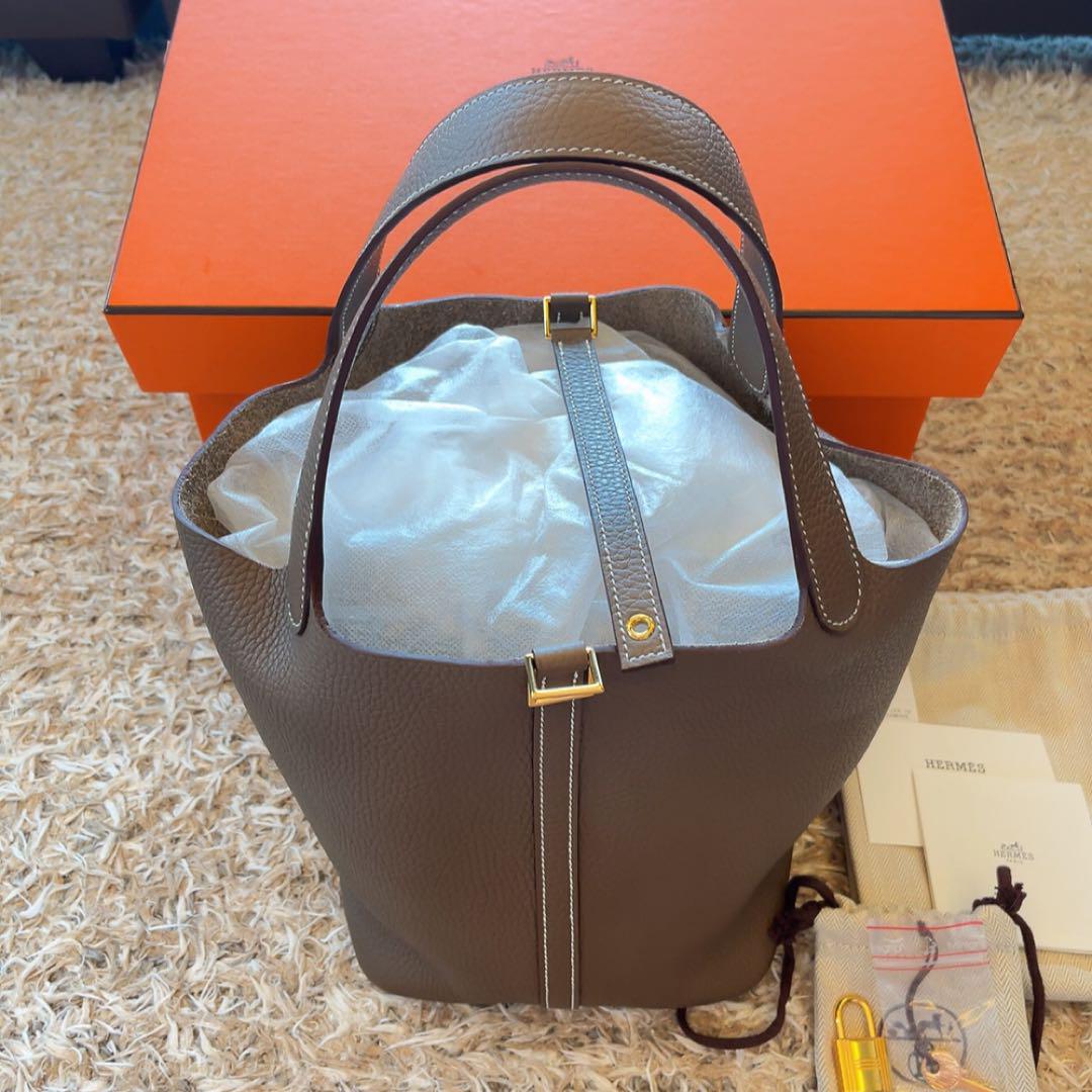 新品 HERMES エルメス ピコタンロックMM 22 エトゥープ ゴールド